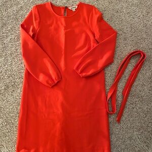 Boden Professional Orange Red Long Sleeve Dress with Belt 6p